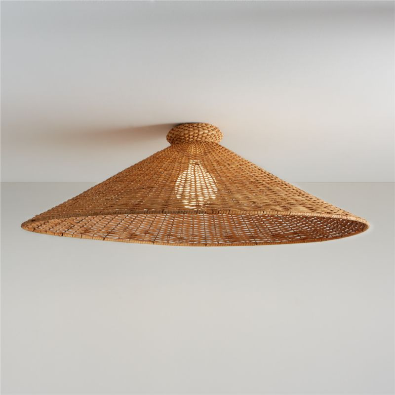 Tisse Oversized Woven Rattan Flush Mount Light by Athena Calderone + Reviews | Crate & Barrel | Crate & Barrel