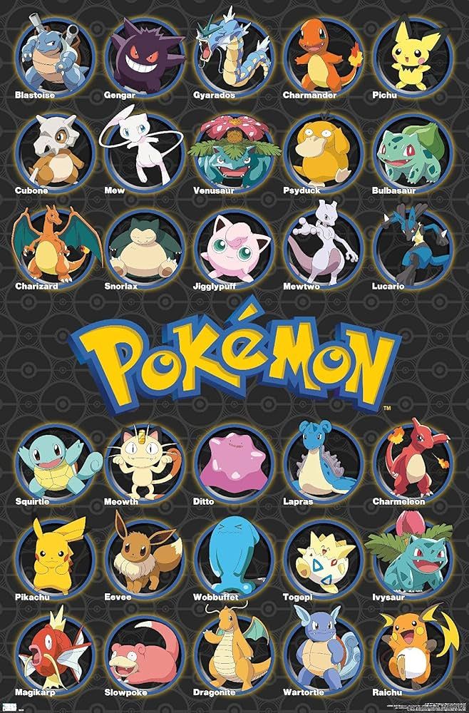 Trends International Pokémon - All Time Favorites Wall Poster, 22.375" x 34", Unframed Version | Amazon (US)