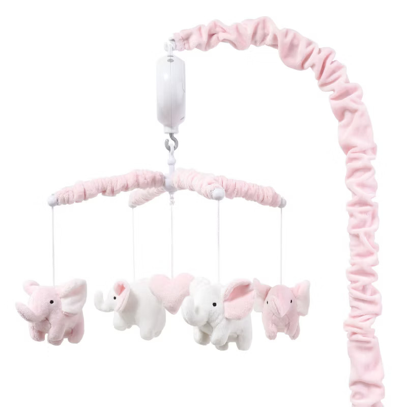 The Peanutshell Pink Elephant Musical Baby Crib Mobile for Girls | Target