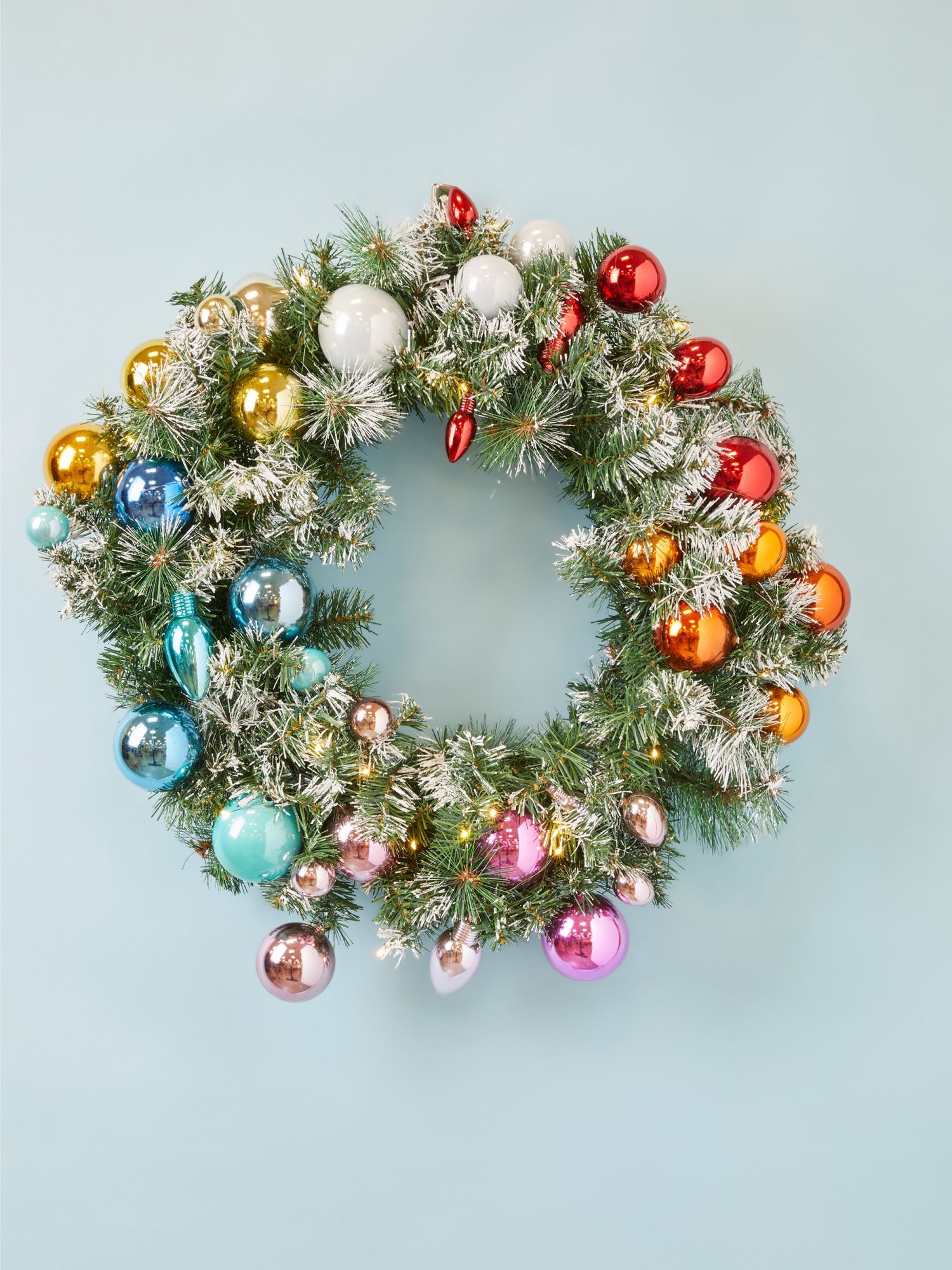 32in Pre Lit Artificial Pine Wreath With Ornaments | HomeGoods