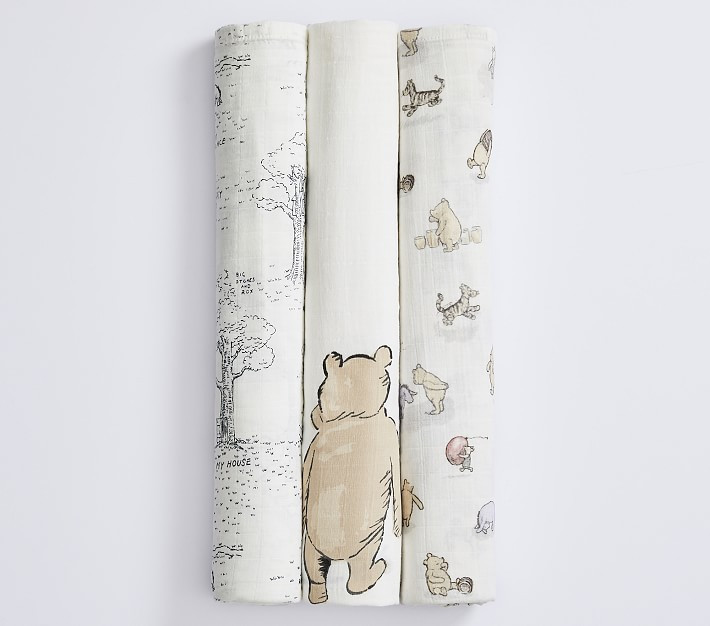 Disney's Winnie the Pooh Organic Muslin Swaddle Set | Pottery Barn Kids