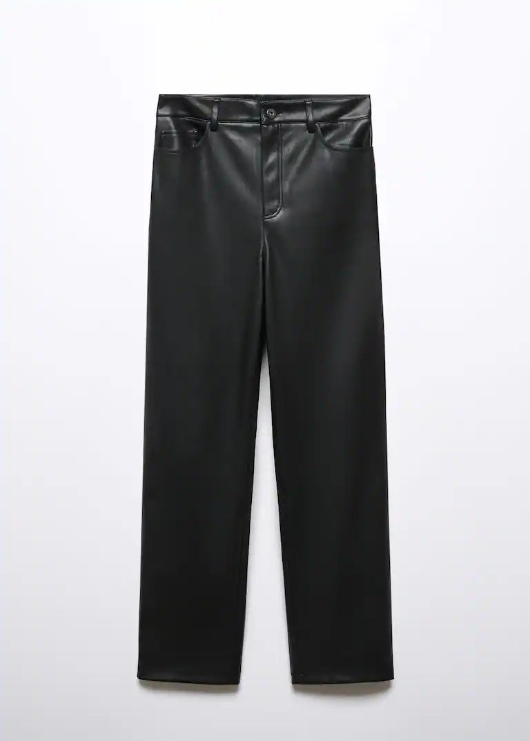 Leather-effect straight trousers -  Women | Mango United Kingdom | MANGO (UK)
