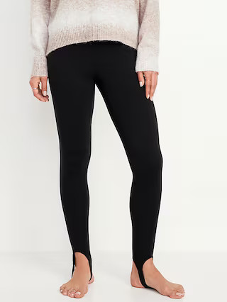 High-Waisted Fleece-Lined Stirrup Leggings | Old Navy (US)