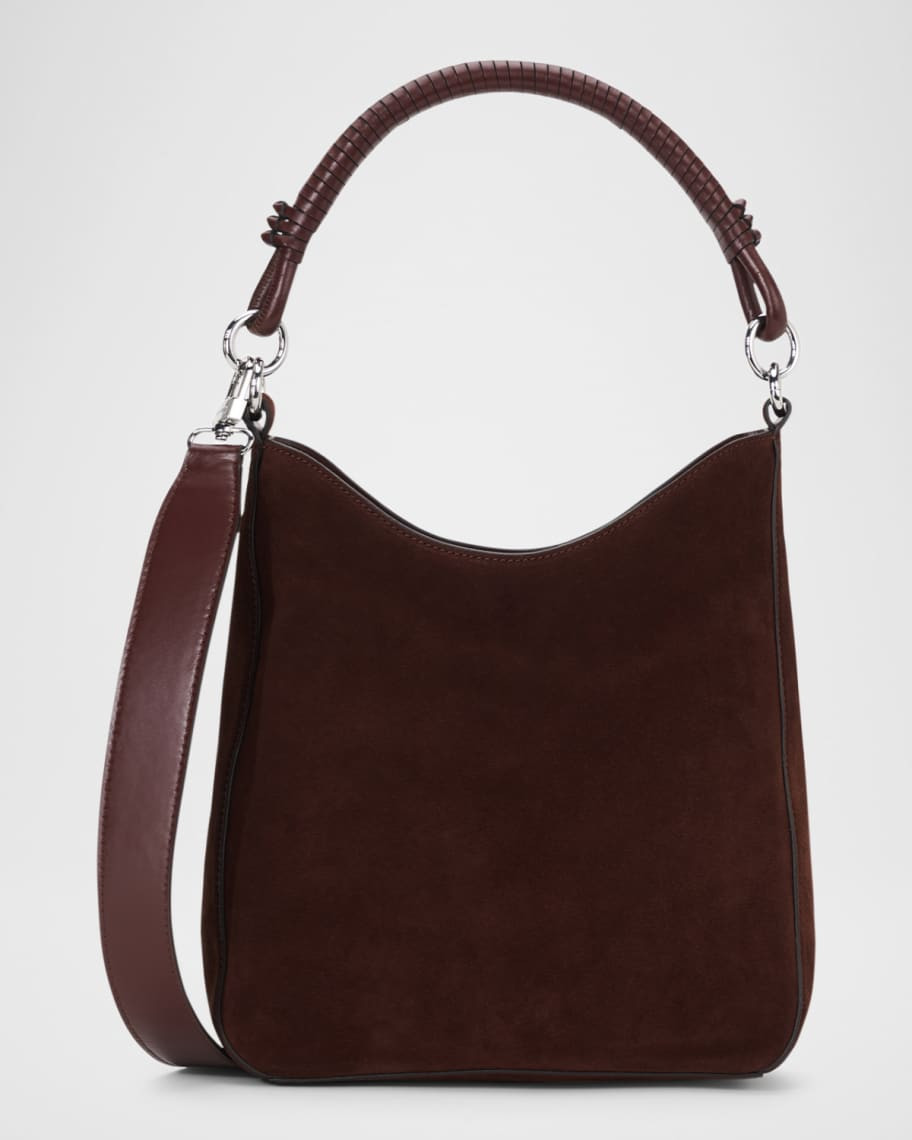 STAUD Mel Suede & Leather Shoulder Bag | Neiman Marcus
