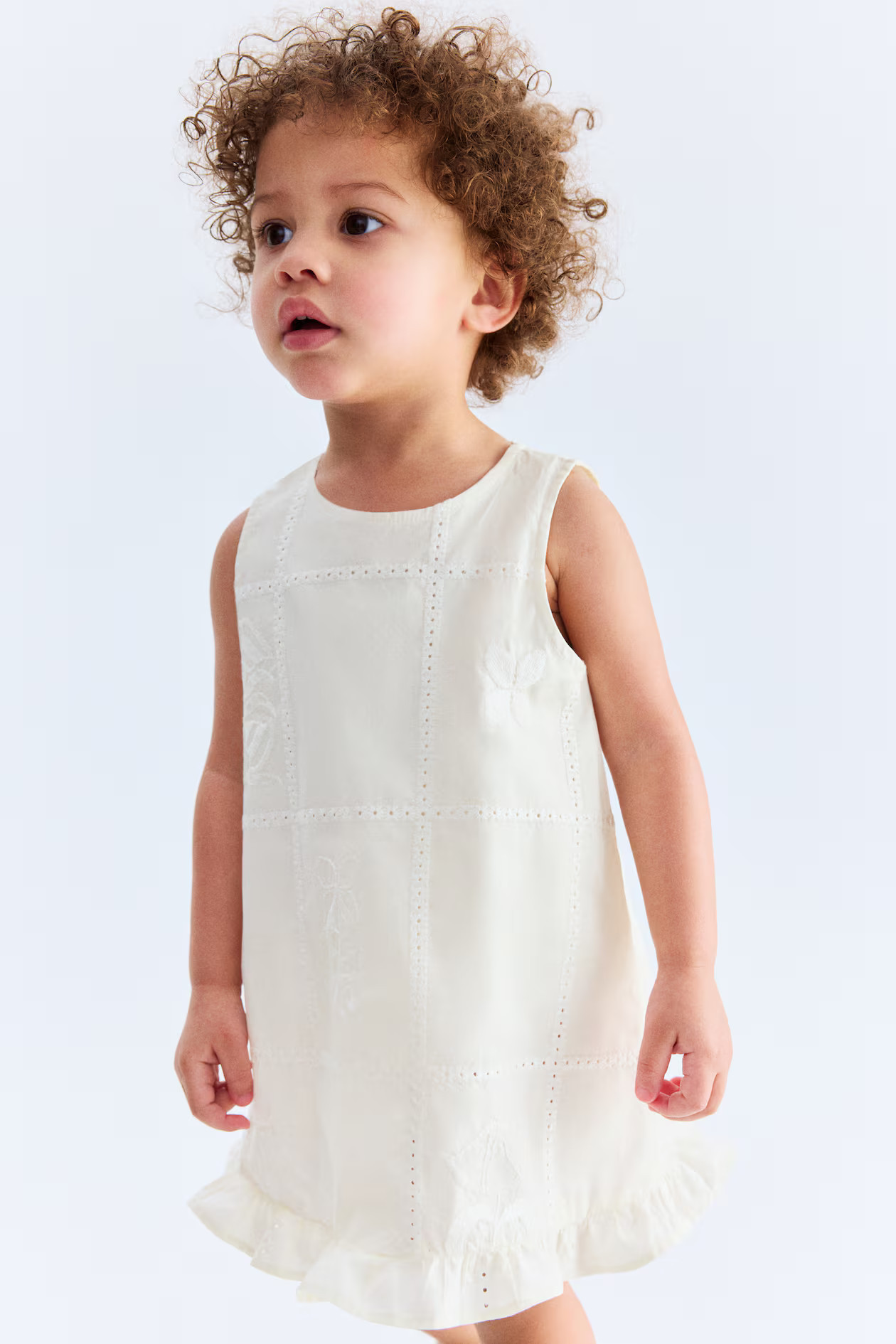 - Embroidery-Detail Cotton Dress - Cream - Kids | H&M US | H&M (US + CA)