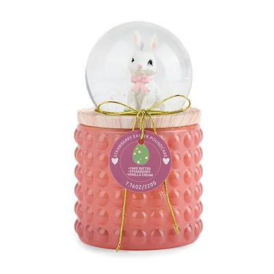 Strawberry Poundcake 1-Wick Globe Jar Candle, Pink, 6.1H x 3.7 , Wood | Kirkland's Home | Kirklands