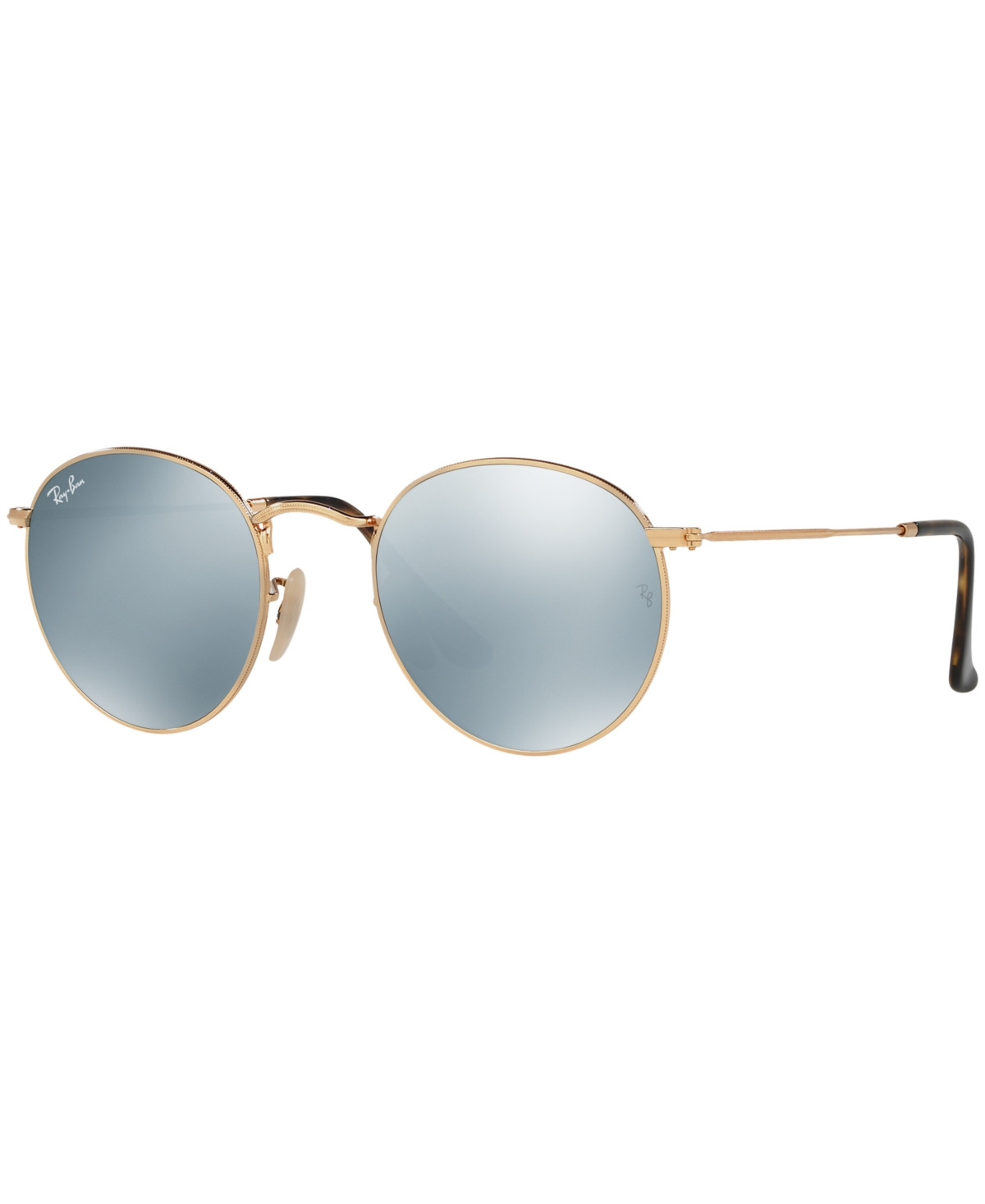 Ray-Ban Sunglasses, RB3447N Round Flat Lenses - GOLD SHINY/GREY MIRROR | Macy's