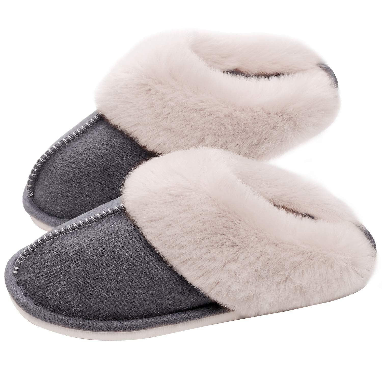 Womens Slippers Memory Foam Fluffy Fur Soft Slippers Warm House Shoes Indoor Outdoor Winter | Amazon (US)