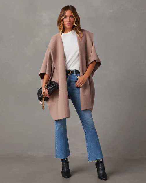 Dempsey Oversized Open Front Caridgan - Taupe | VICI