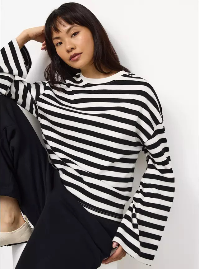 Buy Pink Ultimate Stripe Long Sleeve Top M | T-shirts | Tu | Tu Clothing
