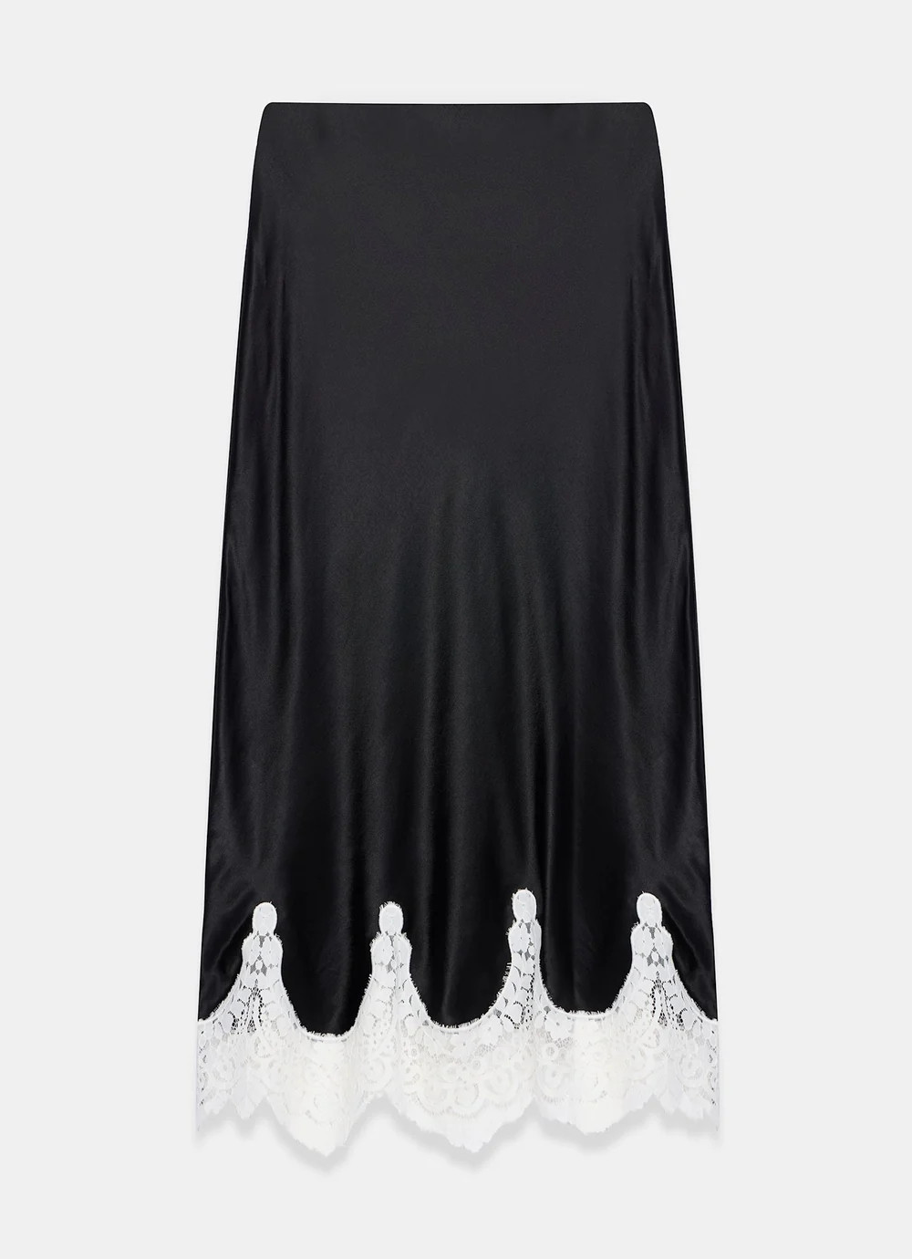 Black Satin Lace Midi Skirt | Mint Velvet