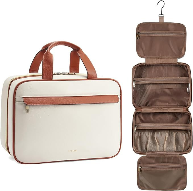 Telena Travel Toiletry Bag for Women, Toiletry Bag Travel Bag with Hanging Hook, Water-resistant ... | Amazon (US)