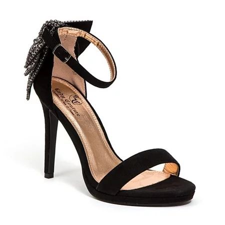 One Strap High Heel Sandal with a Matching Glitz Bow, Black - Size 41 | Walmart (US)
