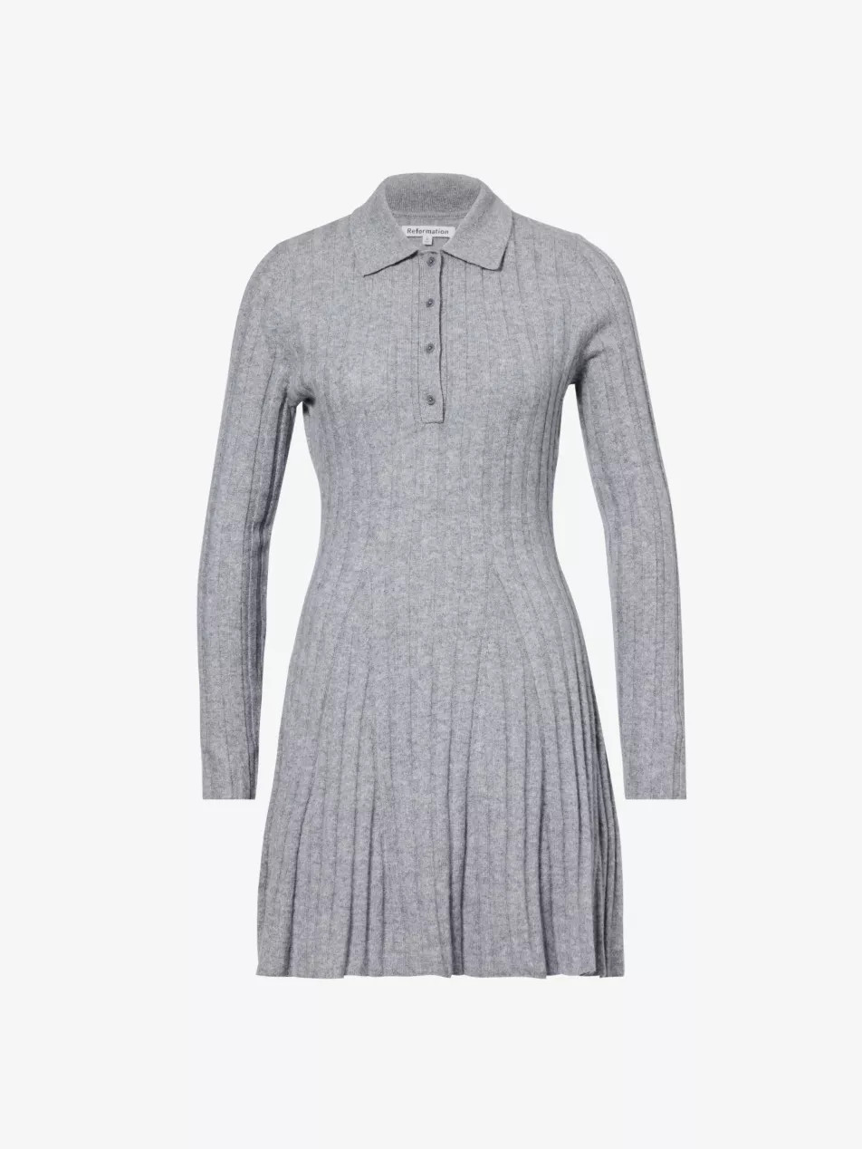 Walsh flared-hem recycled cashmere-blend mini dress | Selfridges