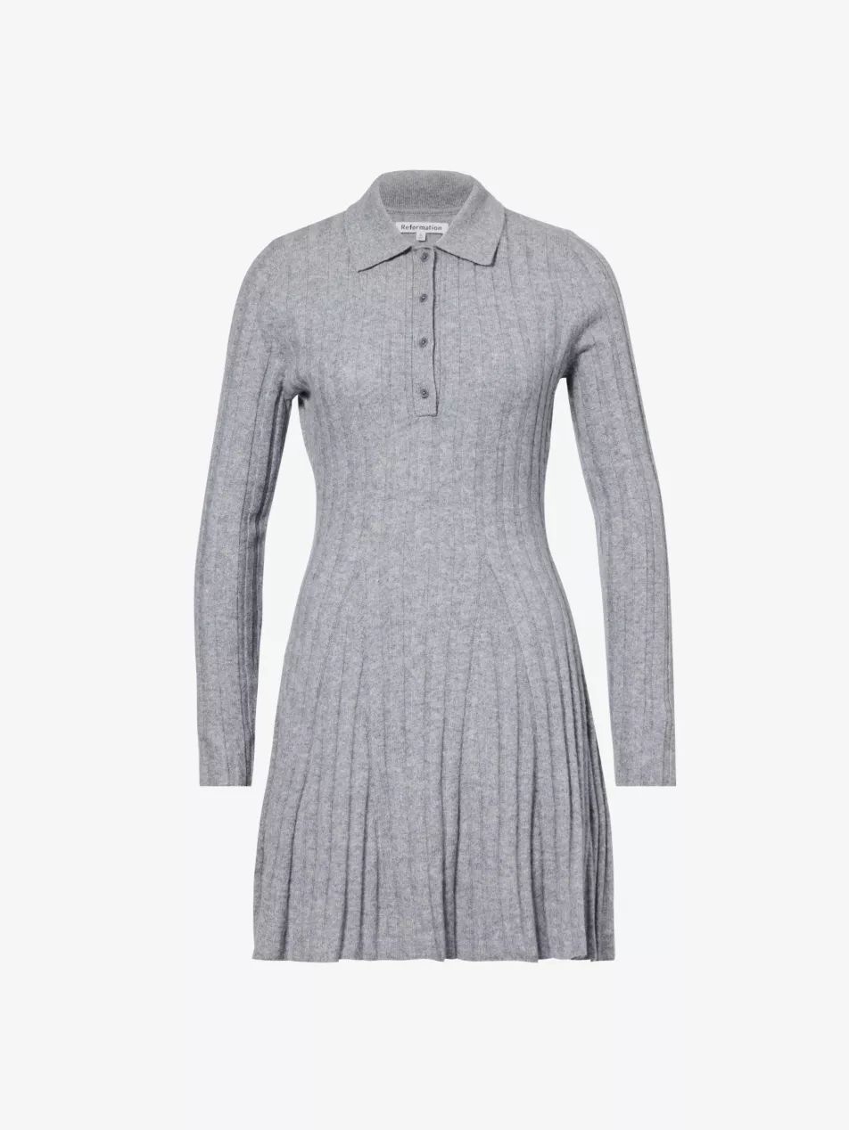 Walsh flared-hem recycled cashmere-blend mini dress | Selfridges
