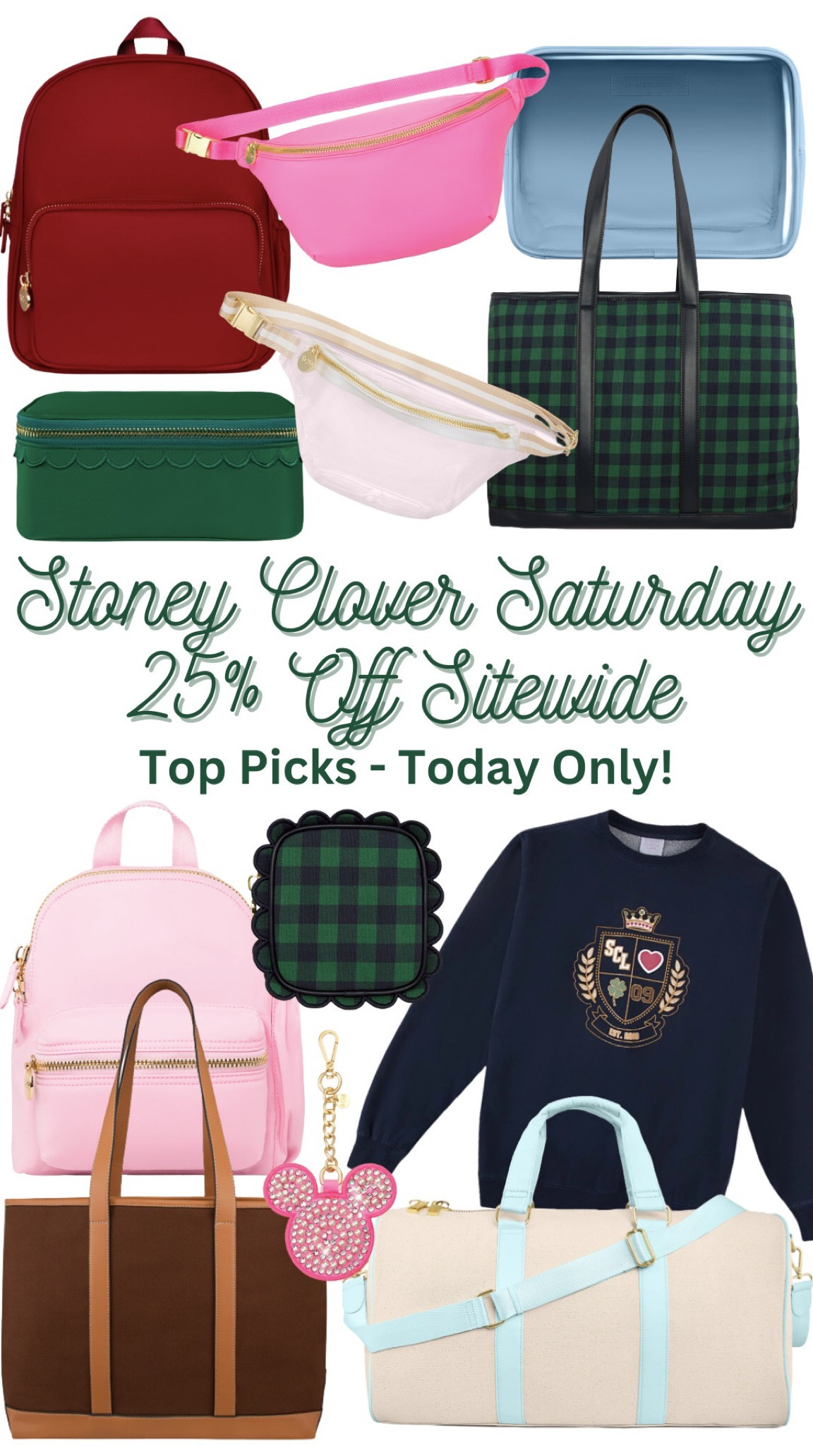 Stoney Clover Lane on SALE 25% off Sitewide TODAY ONLY! (10/28) mini backpack, duffle bag, travel bag, travel pouch, fanny pack, belt bag, clear belt bag, stadium bag, Disney bag 

#LTKitbag #LTKSeasonal #LTKsalealert