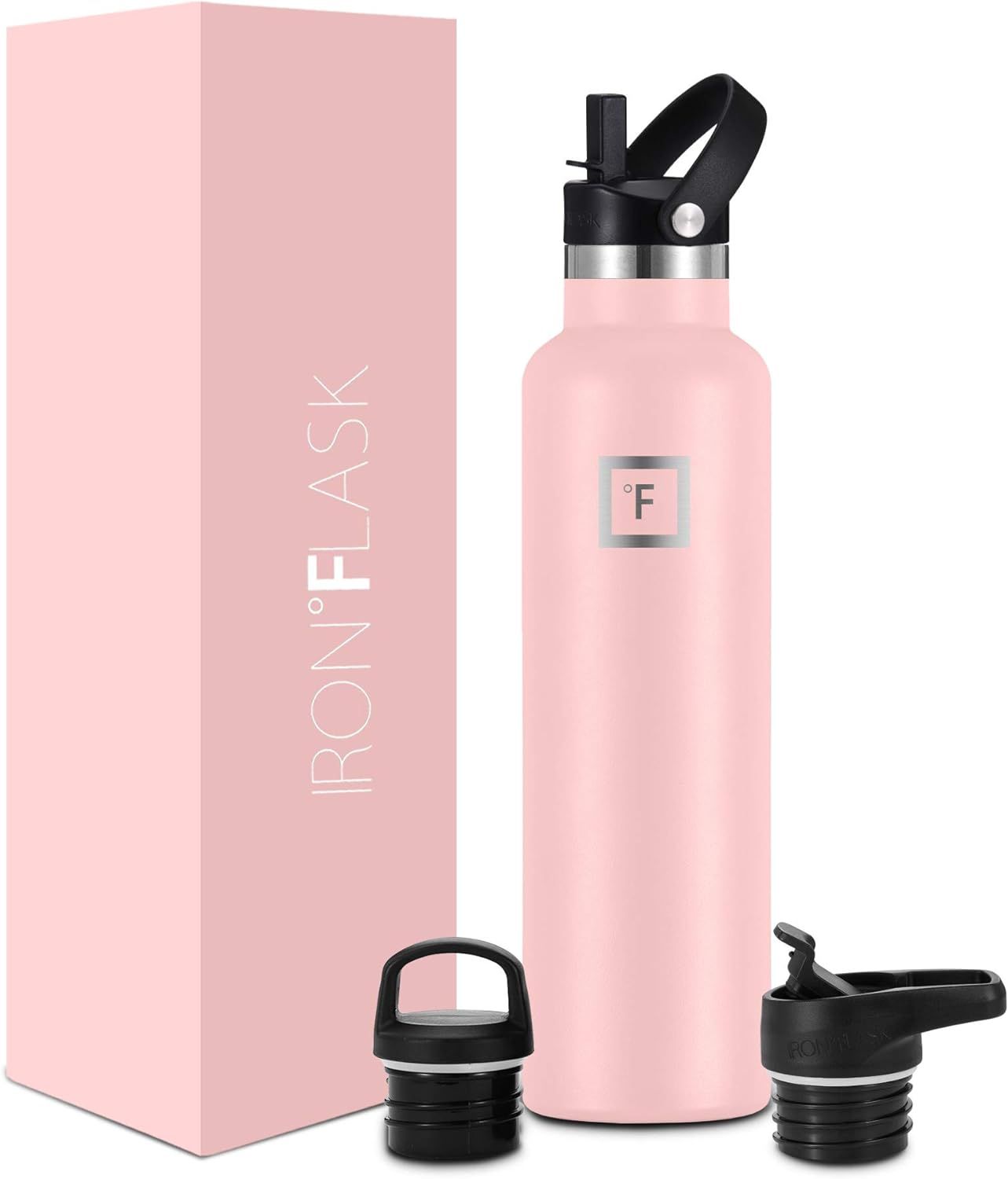 IRON °FLASK Sports Water Bottle - 24 Oz, 3 Lids (Straw Lid), Vacuum Insulated Stainless Steel, H... | Amazon (US)