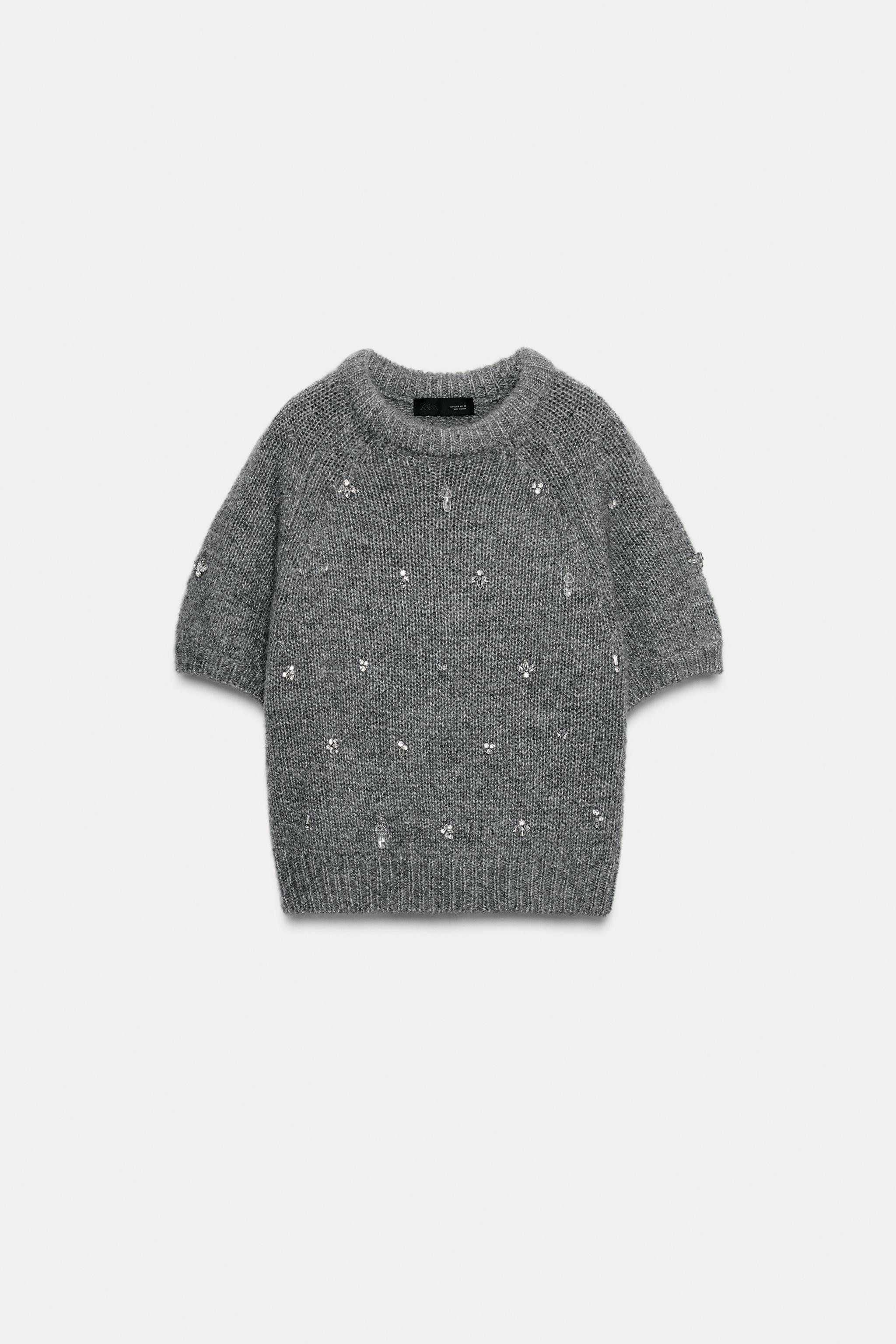 KNIT SWEATER WITH JEWEL BEADING | Zara US