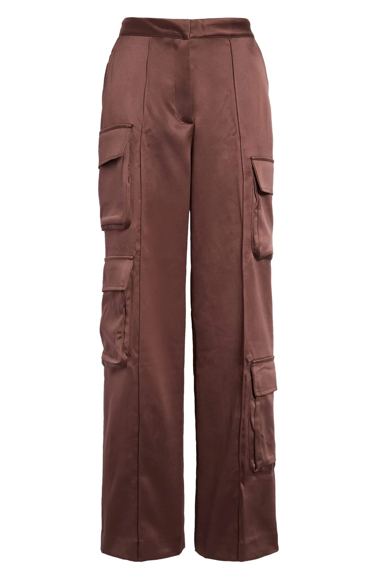 Daria Seamed Satin Cargo Trousers | Nordstrom