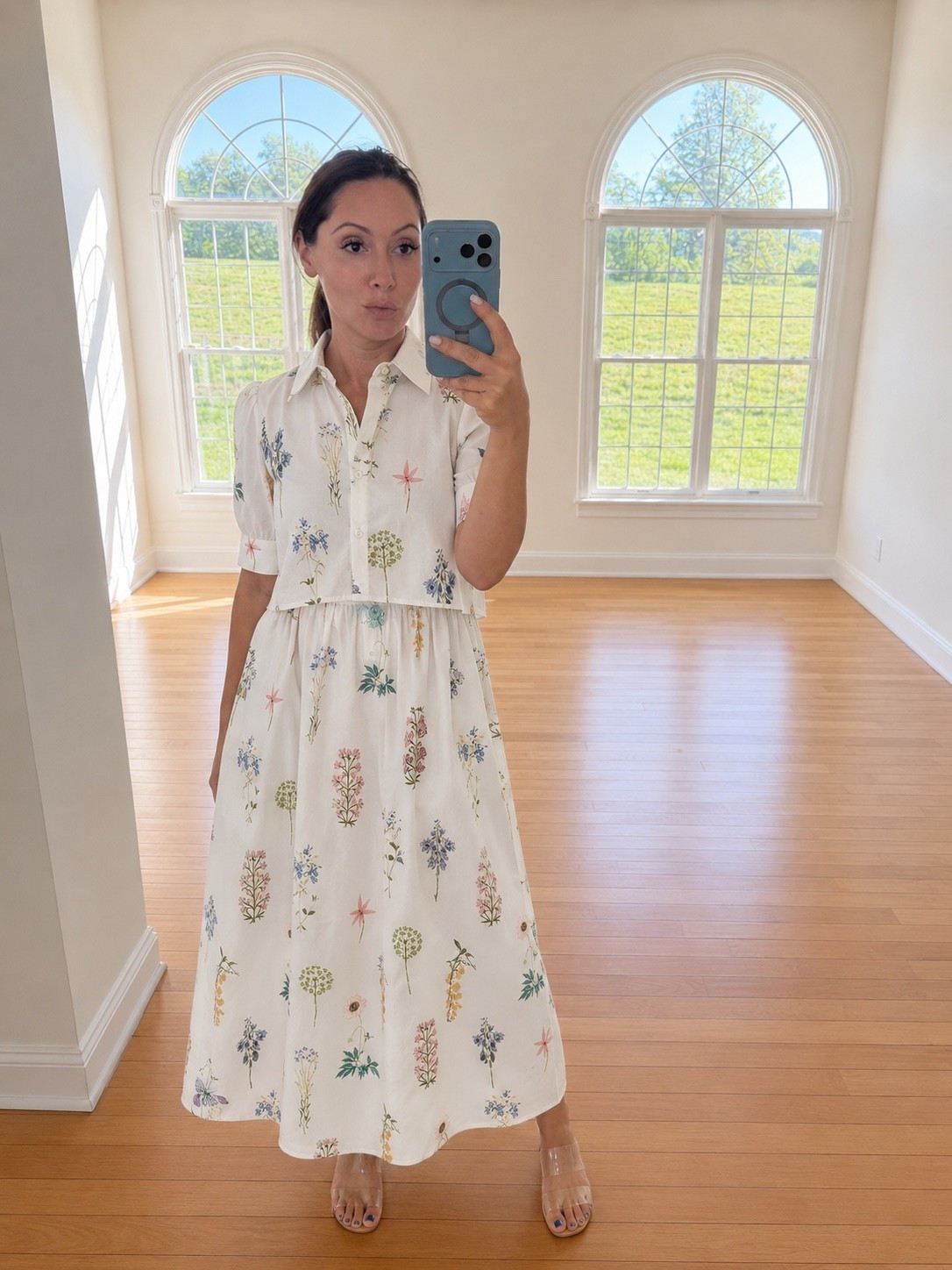 Spring and summer called, and they want you in this outfit! 🌸 I am absolutely obsessed with this floral two-piece set from Amazon. It gives such high-end, effortless vibes without the designer price tag.
The set features a cropped button-down shirt with the cutest puff sleeves and a matching high-waisted midi skirt. I love that you can wear them together for a seamless "dress" look, or style the top with denim and the skirt with a simple white tank to get more mileage out of your wardrobe! 👗✨
The botanical print is so delicate and pretty, and the material feels breathable and lightweight—perfect for garden parties, brunches, or even a vacation dinner. ✈️
I paired mine with clear heels to keep the focus on the print, but it would look equally cute with flat leather sandals and a straw bag. 👒
#AmazonFinds #AmazonFashion #SpringStyle #SummerOutfit #TwoPieceSet #FloralDress #AffordableFashion #OOTD #LTKunder50 #LTKSeasonal