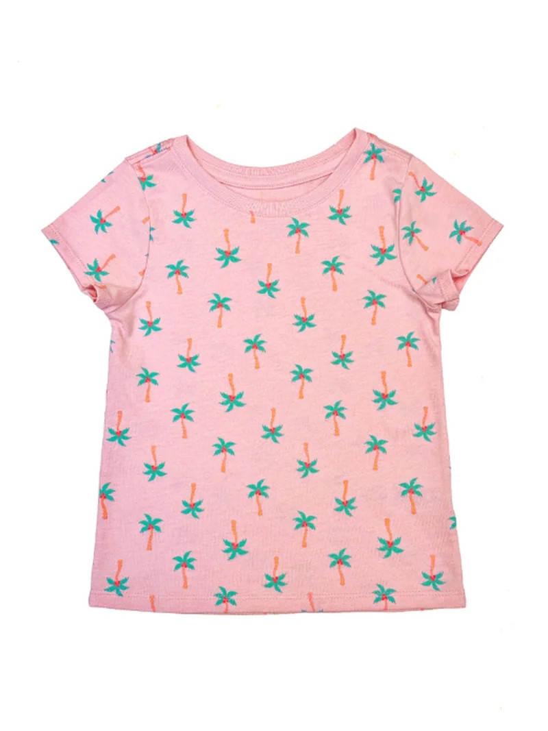 Wonder Nation Toddler Girls Printed Tee with Short Sleeves, Sizes 18M–5T | Walmart (US)