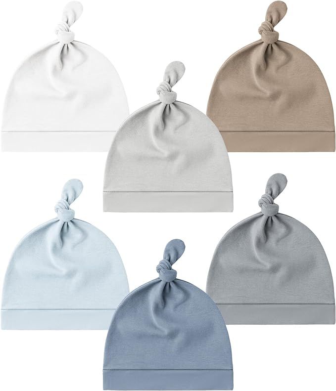 Konssy 6 Pack Baby Newborn Hats Set Knot Beanie Hats Soft for Infant Baby Girls Boys Caps 0-6 Mon... | Amazon (US)