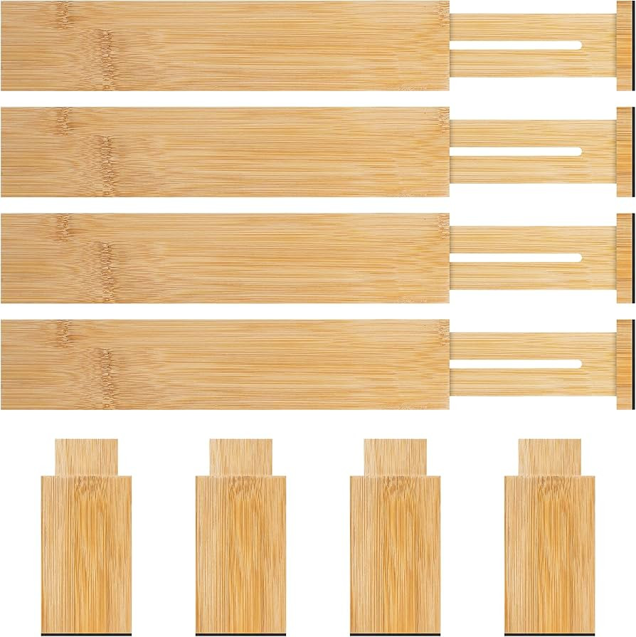 Bamboo Drawer Dividers Organizer with Inserts, Expandable from 12.5-21.7", Adjustable Drawer Orga... | Amazon (US)