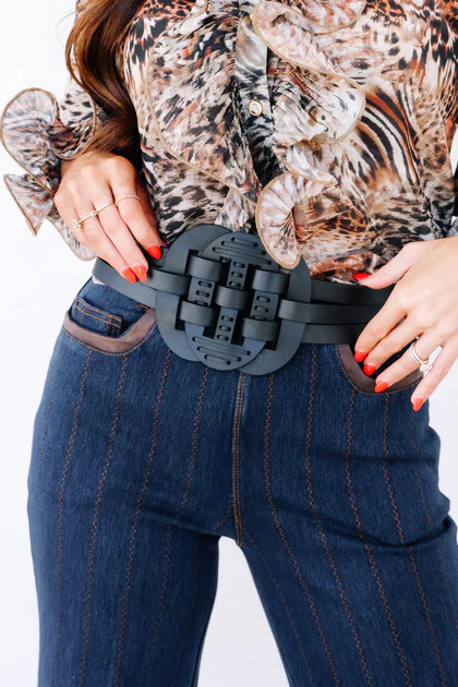 Lanhtrophy Helena Black Leather Belt | The Willow Tree