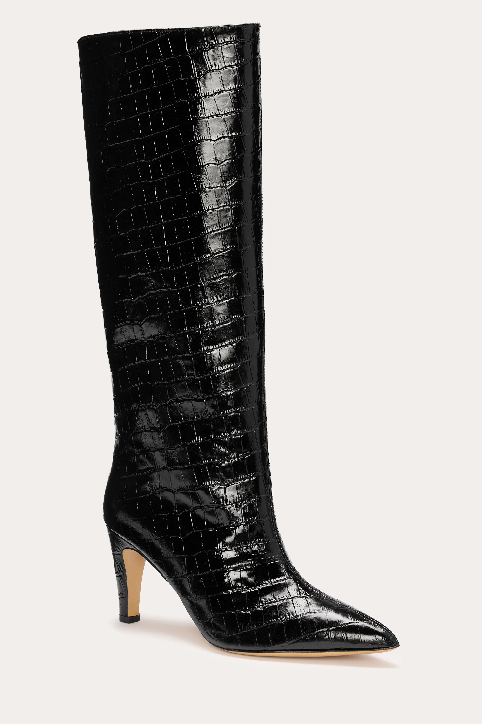 Sofia Heeled Croc Boot Black Croco in Black croco | Ramy Brook