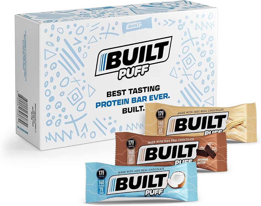 BUILT Protein Bars, Variety Pack, 12 Bars, Gluten Free, Protein Snacks, 17g High Protein, Collage... | Amazon (US)