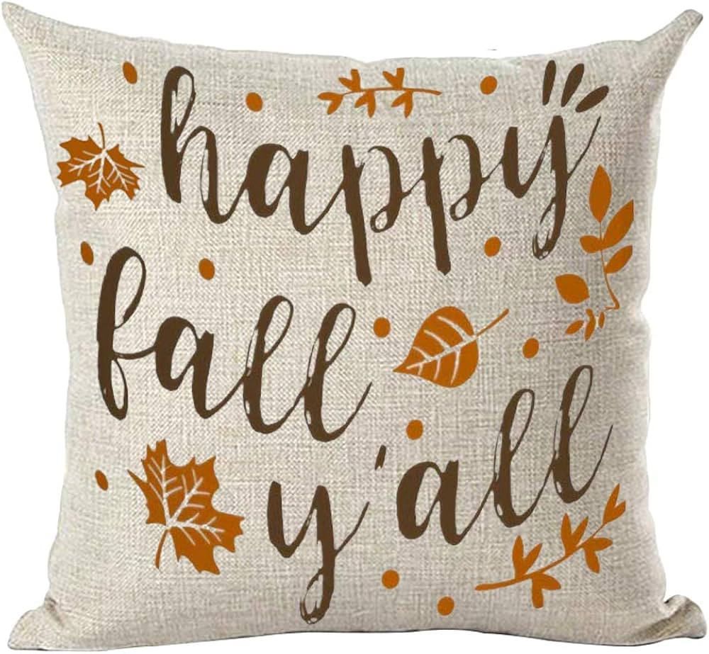 Ramirar Watercolor Brown Maple Leaves Retro Word Art Happy Fall Y'all Autumn Decorative Throw Pil... | Amazon (US)