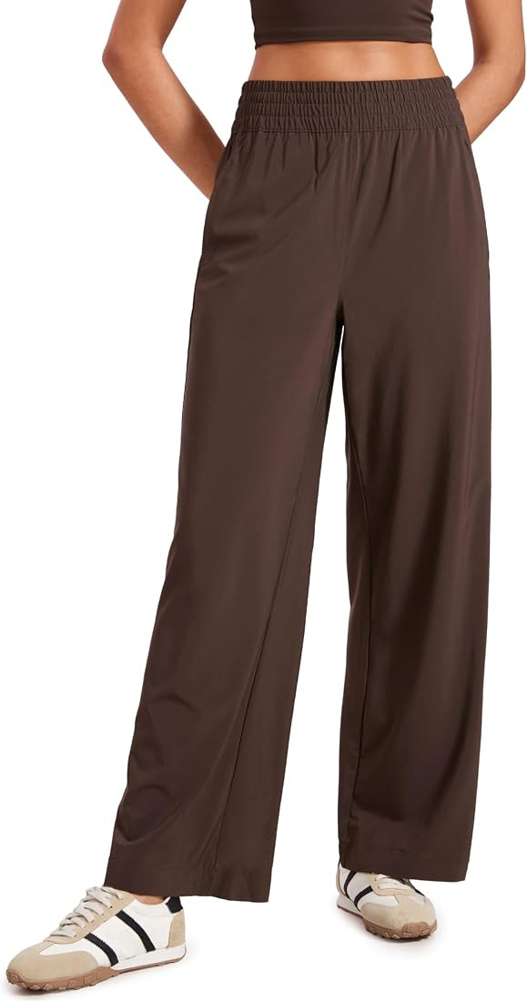 CRZ YOGA Lightweight Wide Leg Pants for Women 30" High Waisted Casual Lounge Travel Work Pants wi... | Amazon (US)