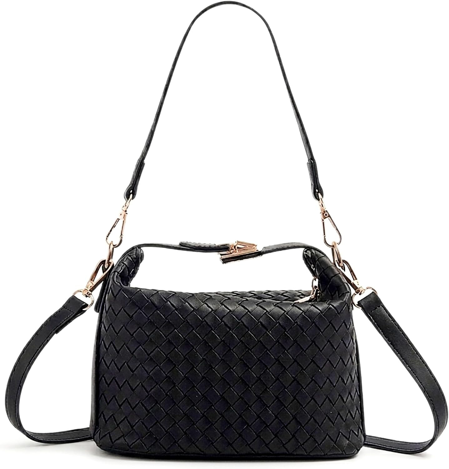 TWO KAT Embossed Woven Pattern Vegan Leather Crossbody HandBag for Women | Amazon (US)