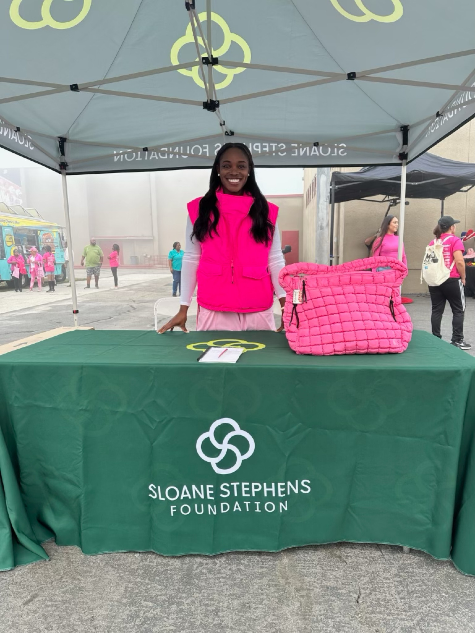 Thinking pink at the Sloane Stephens Foundation booth at Compton’s Walk for a Cure! October is Breast Cancer Awareness Month, make sure you are keeping tabs on your health. 💕💕

#LTKfitness #LTKitbag #LTKfindsunder100