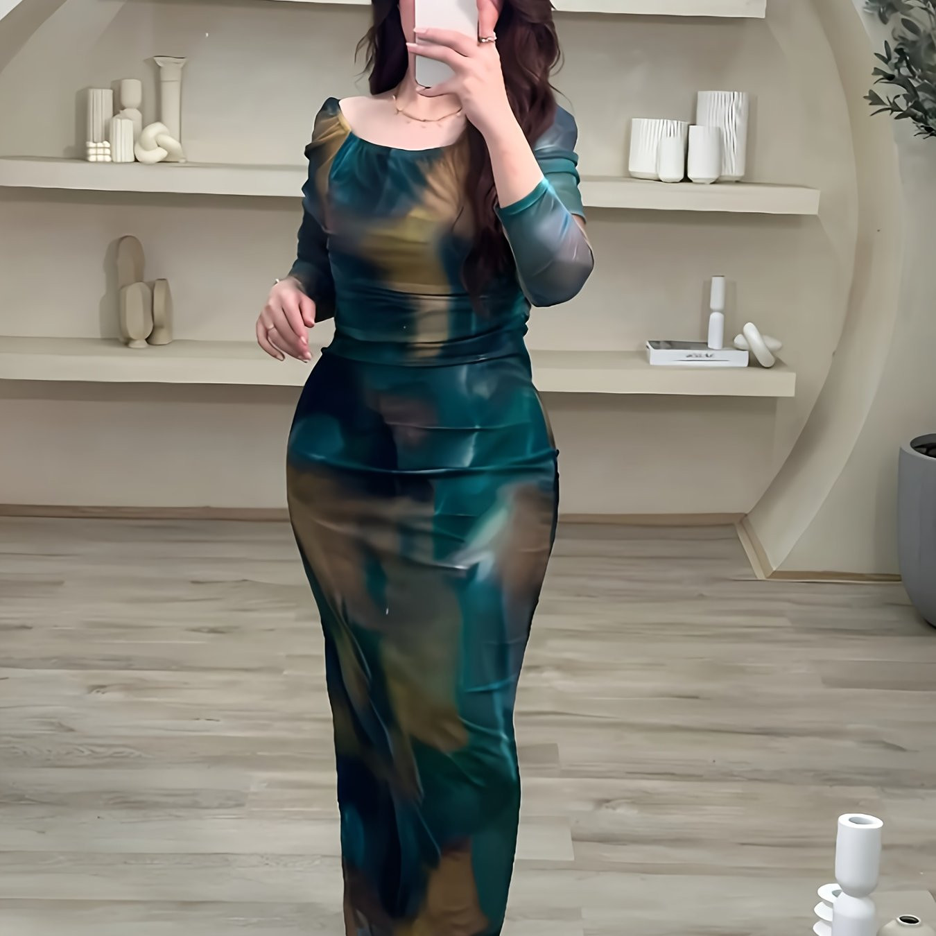 net mesh contrast   elastic bodycon dress - Temu Canada | Temu Affiliate Program