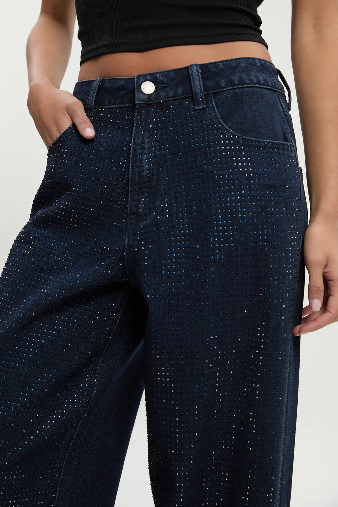 Embellished High Waist Wide Leg Jean | boohoo (US & Canada)