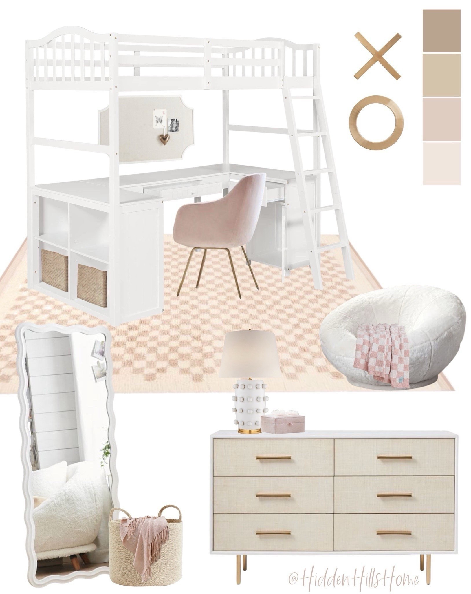 Girls bedroom mood board, loft bed for girls room, lofted bed with desk, modern transitional girls room #loftbed

#LTKHome #LTKSaleAlert #LTKKids