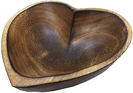 6" Heart Shaped Bowl - Small Functional and Collectible Bowl - Handcrafted Wooden Bowl for Servin... | Amazon (US)