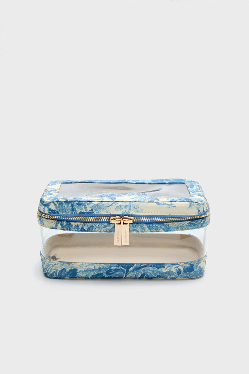 Misty Blue Toile PVC Small Vanity Case | Tuckernuck (US)