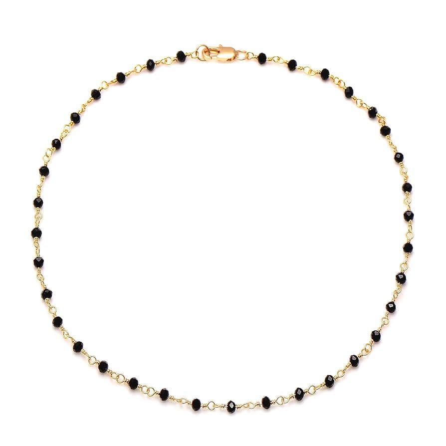 Joseph Brothers Handmade Black and Gold Beaded Necklace Regular Chain Choker for Women, 16 Inches | Amazon (US)