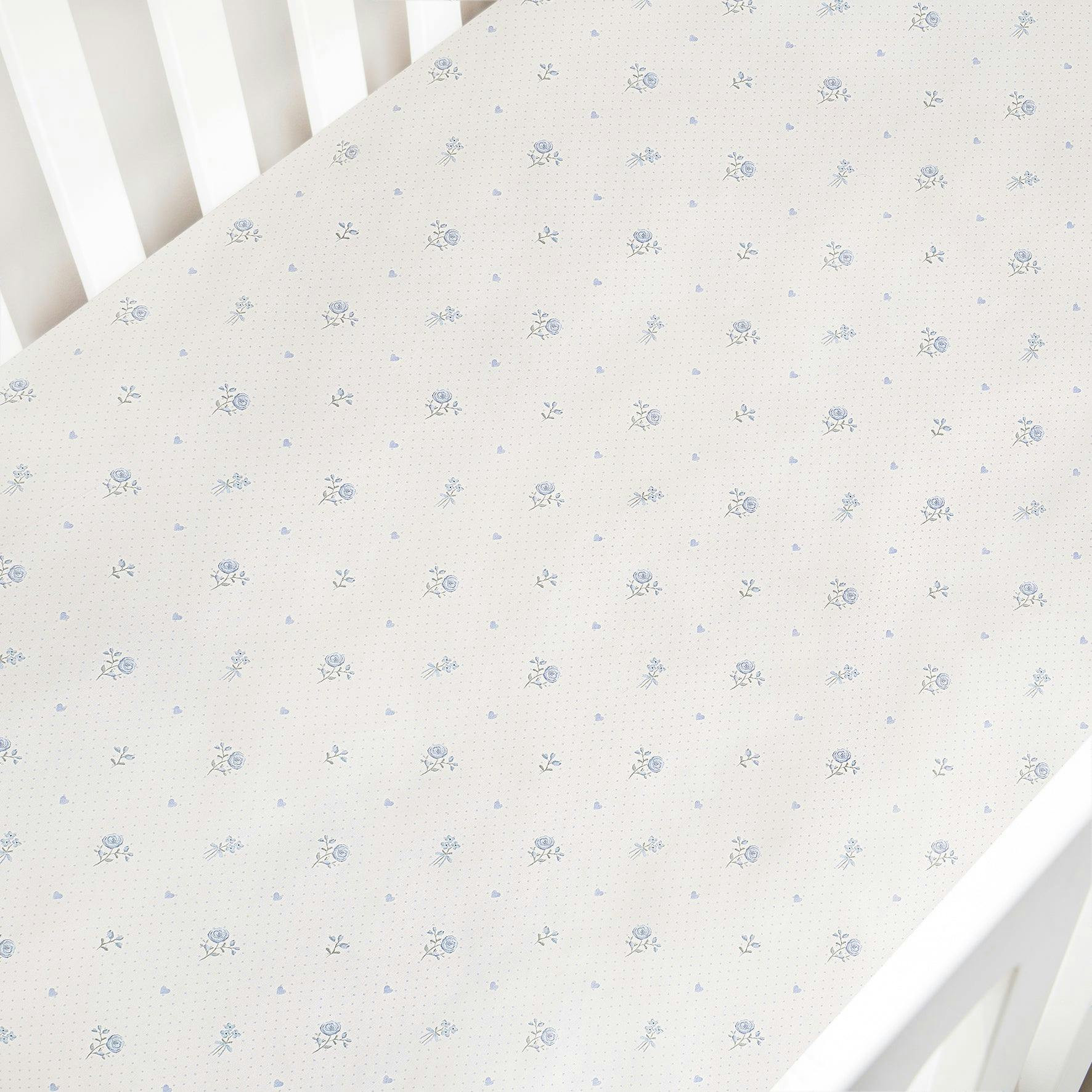 Ditsy Floral Crib Sheet - Blue | Maisonette