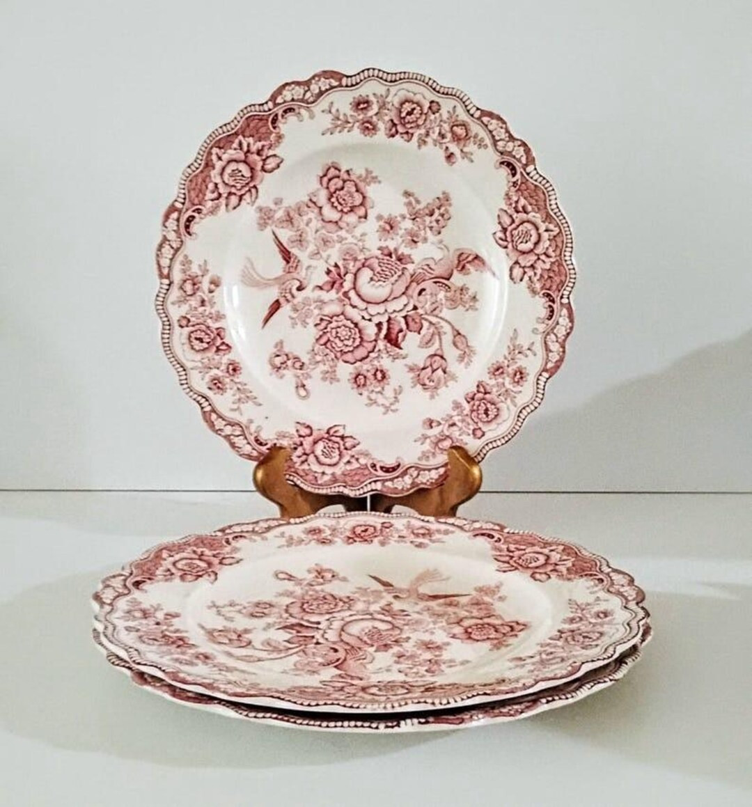 Antique Bristol Pink by Crown Ducal Dinner Plates Set of Three - Etsy | Etsy (US)