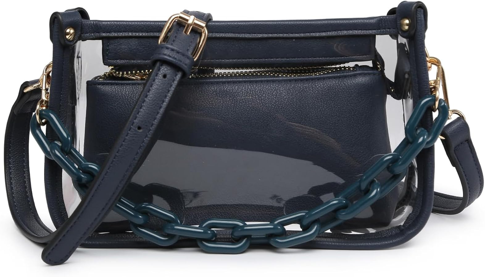 Jessica Vegan Clear Bag for Women Stadium Approved Crossbody Purses for Concerts Sports Events | Amazon (US)