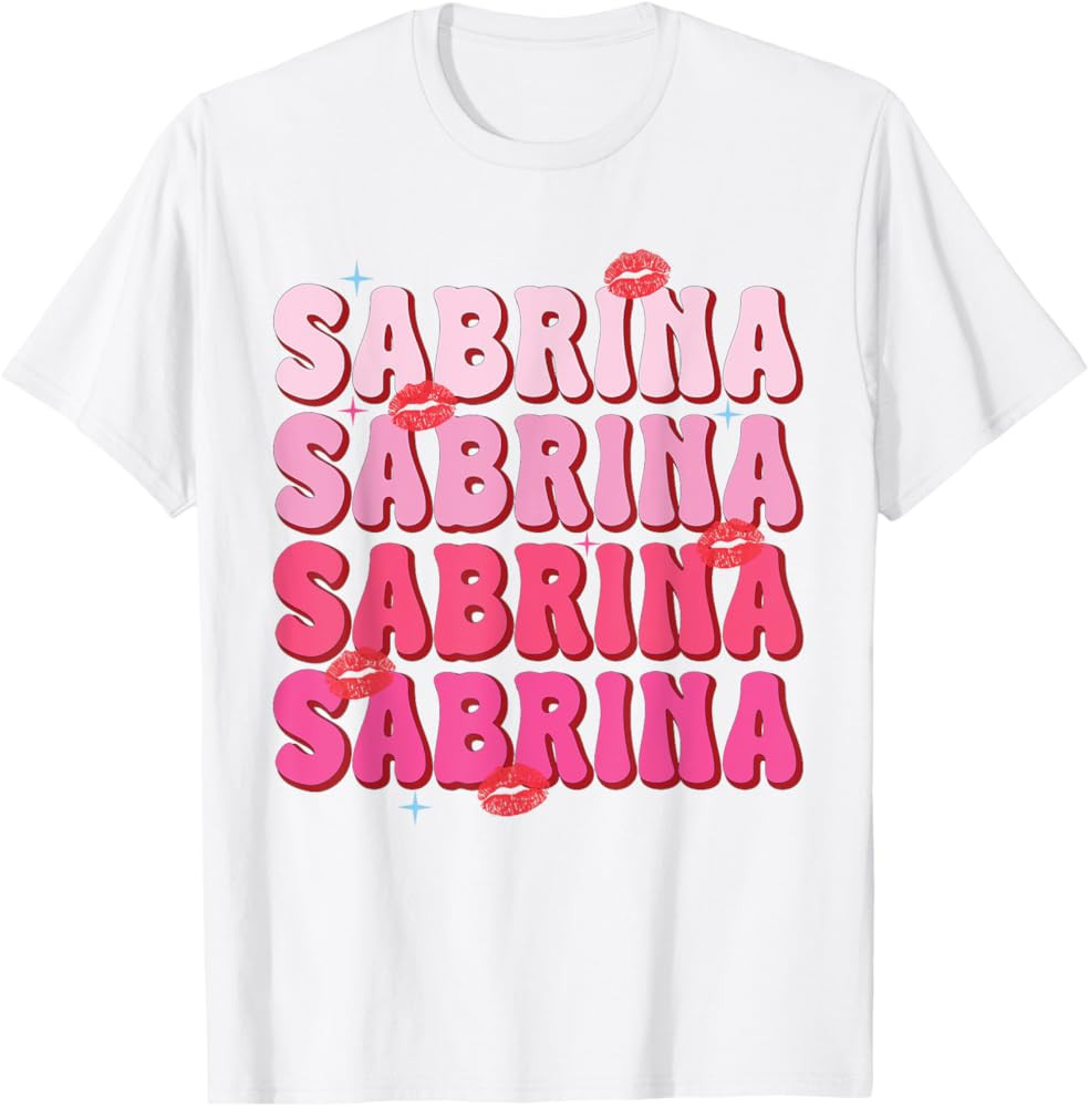 Vintage Sabrina Personalized Name I Love Sabrina Groovy T-Shirt | Amazon (US)