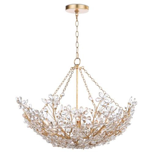 Regina Andrew Cheshire Regency Crystal Flowers Shade Gold Metal Chandelier | Kathy Kuo Home