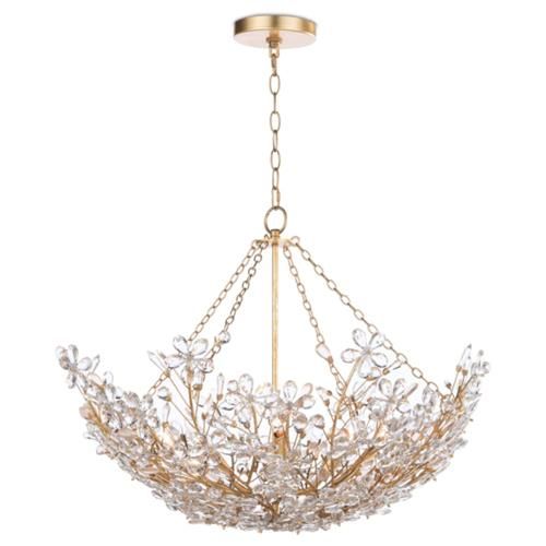 Regina Andrew Cheshire Regency Crystal Flowers Shade Gold Metal Chandelier | Kathy Kuo Home