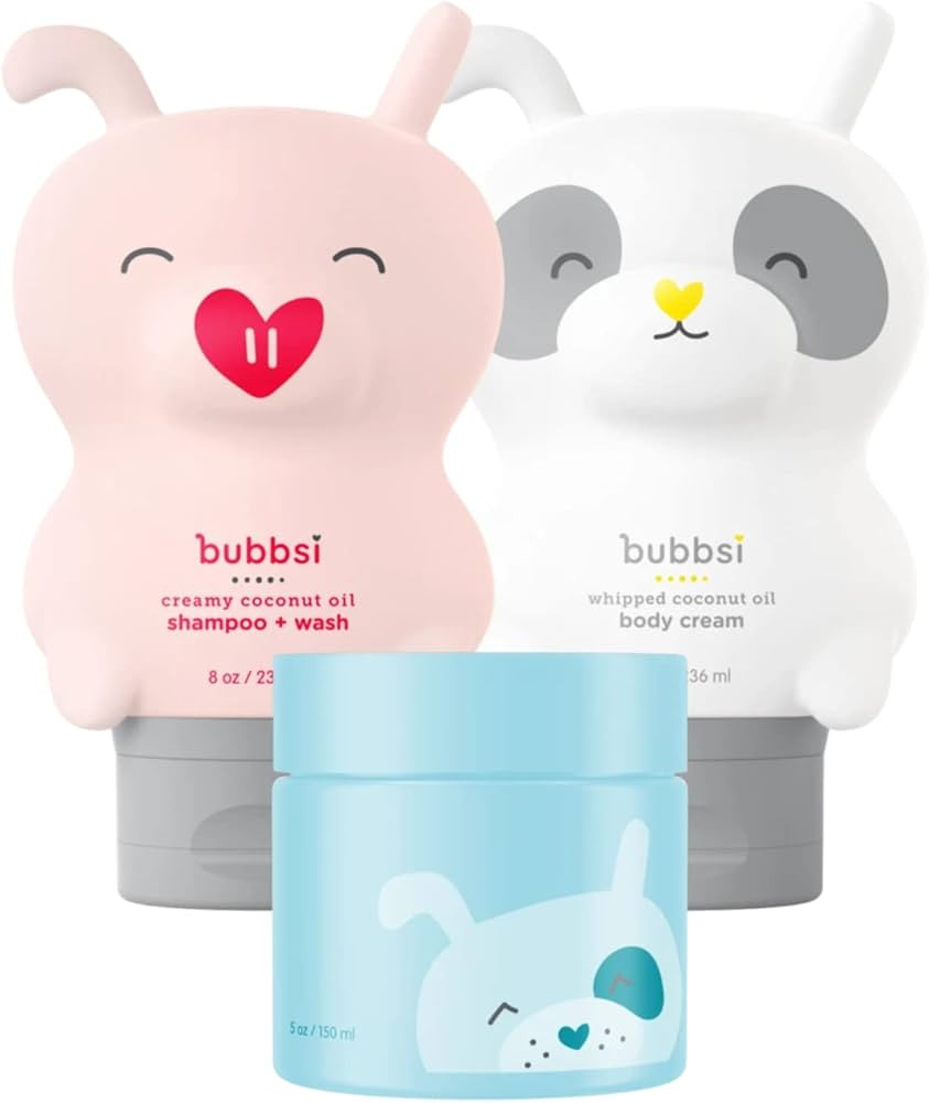 Bubbsi Newborn Starter Set | Coconut Oil Lotion, Shampoo & Body Wash and Oil Balm | Eczema, Dry S... | Amazon (US)