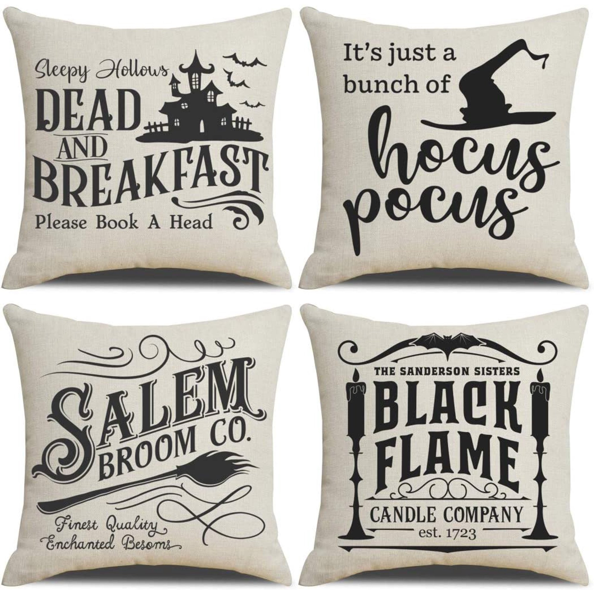 DecorX Fall Decor Throw Pillow Covers Set of 4 with Halloween Decorations Quotes Cotton Linen Hom... | Walmart (US)