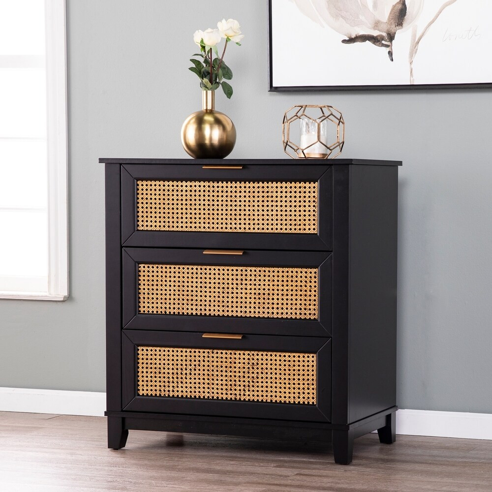 Chekshire Black 3-Drawer Storage Chest | Bed Bath & Beyond