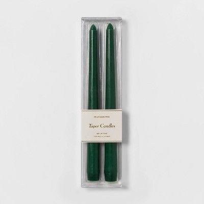 2pk 11" Unscented Dripless Taper Candle (Green) - Threshold™ | Target